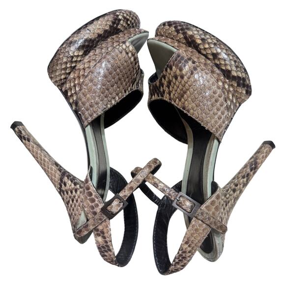 Auth. Fendi Python Snakeskin Bubble Platform Heel Sandals Size 36.5 W/Dust Bags - Picture 7 of 15